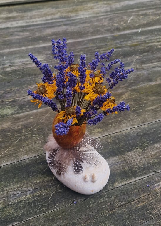 Gåseægs vase incl lille buket. billede 3