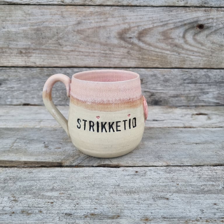 Strikkekop mat lyserød