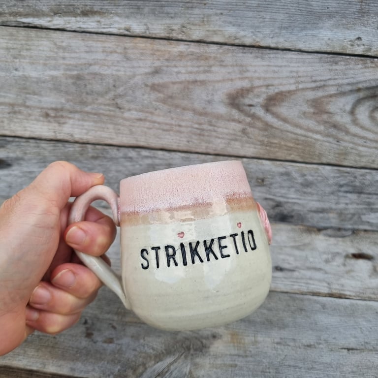 Strikkekop mat lyserød billede 4