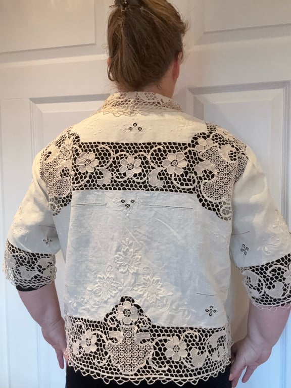 Skjorte i vintage dug m blonde  billede 2