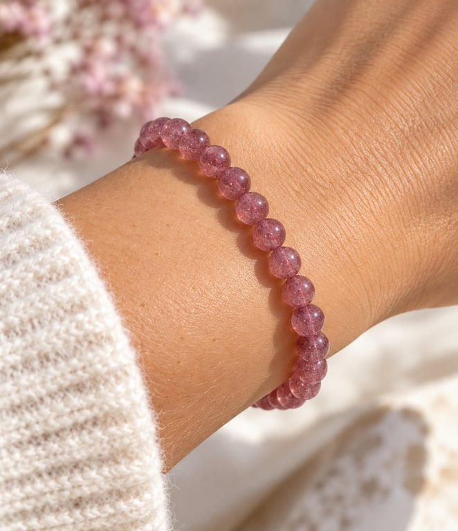 Jordbærkvarts armbånd