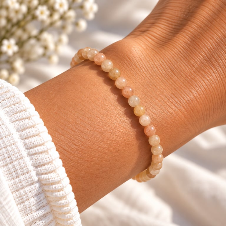 Fersken månesten armbånd  billede 2
