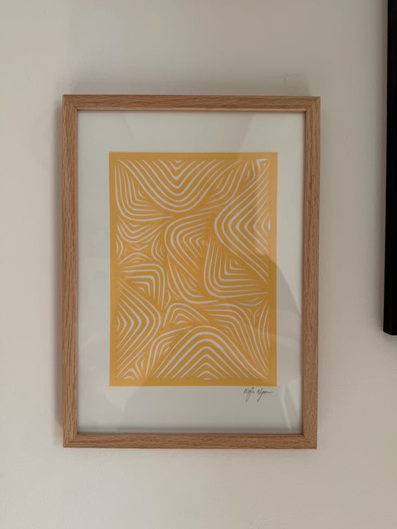 A4, papercut,, pastelgul, indrammet  billede 2