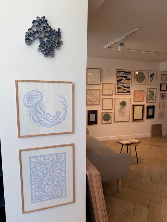 40x40cm, papercut gople, indrammet  billede 3