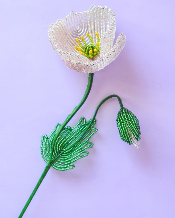 Islandsk valmue i perler – Blush billede 2