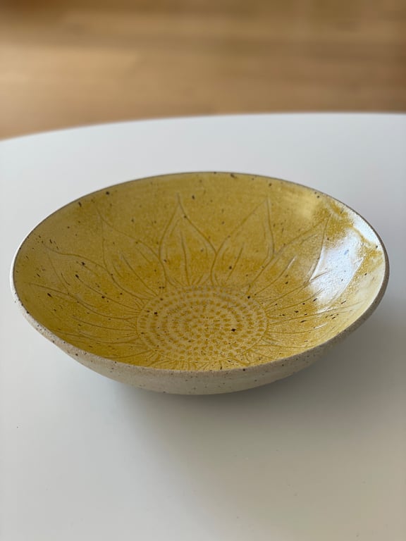 Solsikke salatskål, hørgul - ø 26 cm
