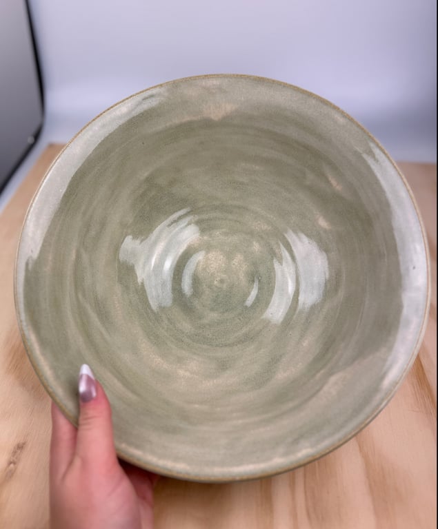 Stor skål i støvet grøn - diameter 27 cm billede 3