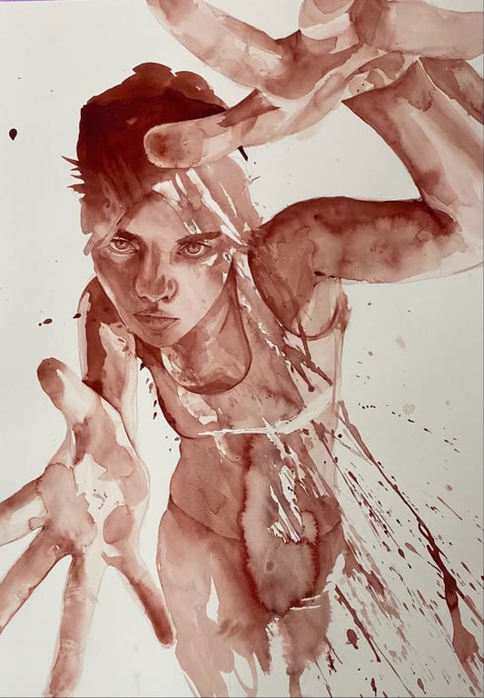 RESERVERET – Titel: Livin' in a box – 55 cm x 77 cm billede 4
