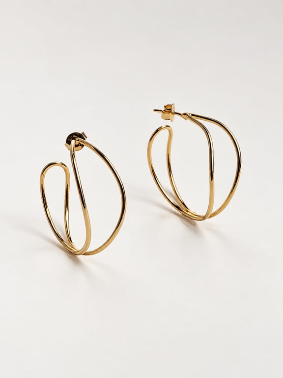 Ocean Waves Hoops i sølv med 18 kt forgyldning