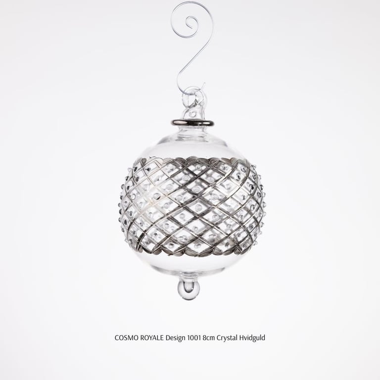 Julekugle 1001 – Crystal med hvidguld – 8 cm