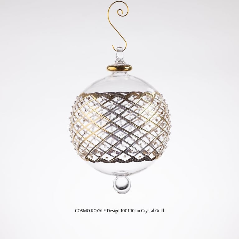 Julekugle 1001 – Crystal med guld – 10 cm