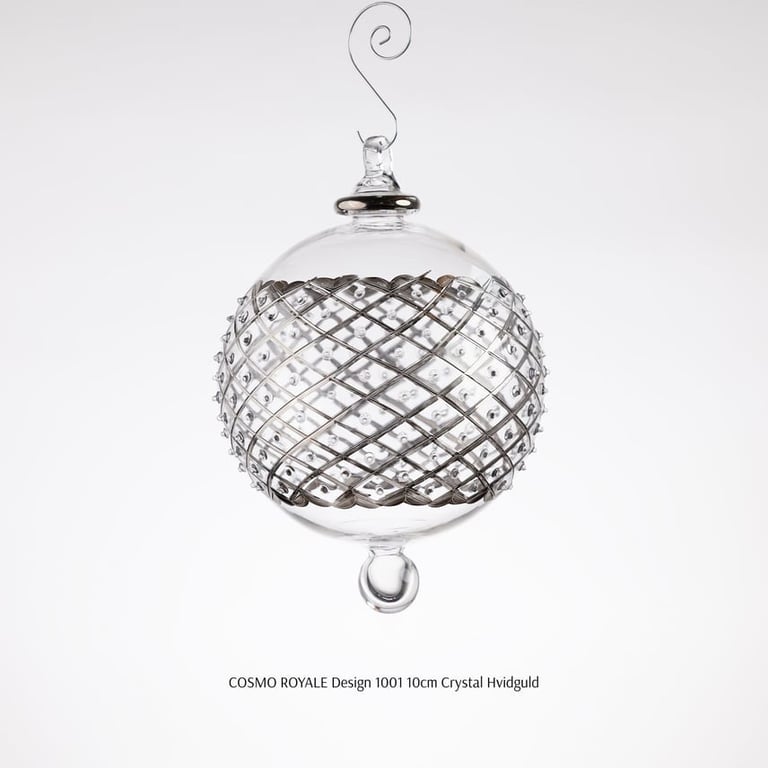 Julekugle 1001 – Crystal med hvidguld – 10 cm