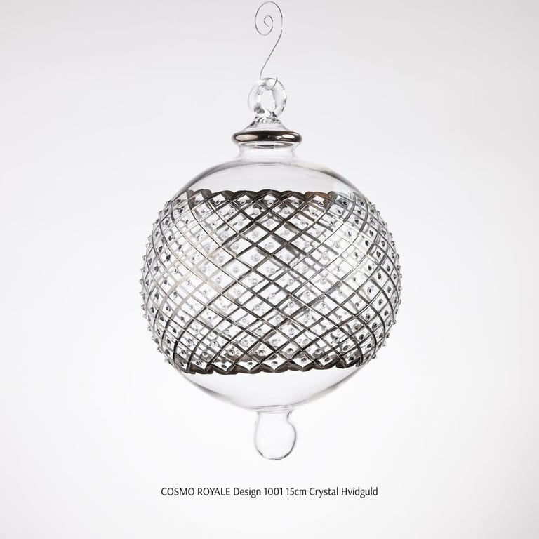 Julekugle 1001 – Crystal med hvidguld – 15 cm