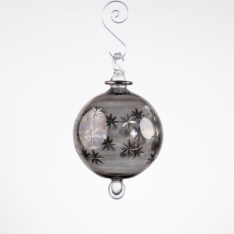 Julekugle 1002 – Graphite med hvidguld – 8 cm