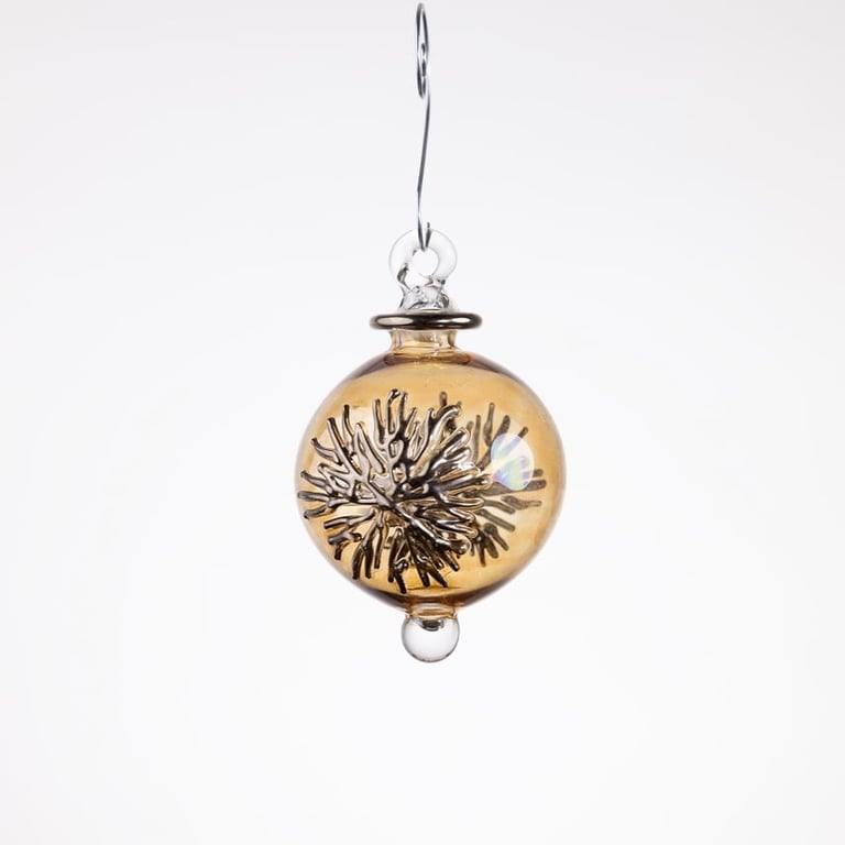 Julekugle 1014 – Champagne med hvidguld – 5 cm