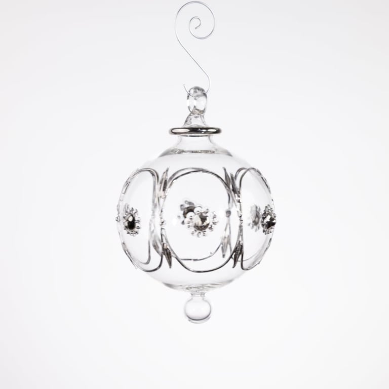 Julekugle 1023 – Crystal med hvidguld – 8 cm