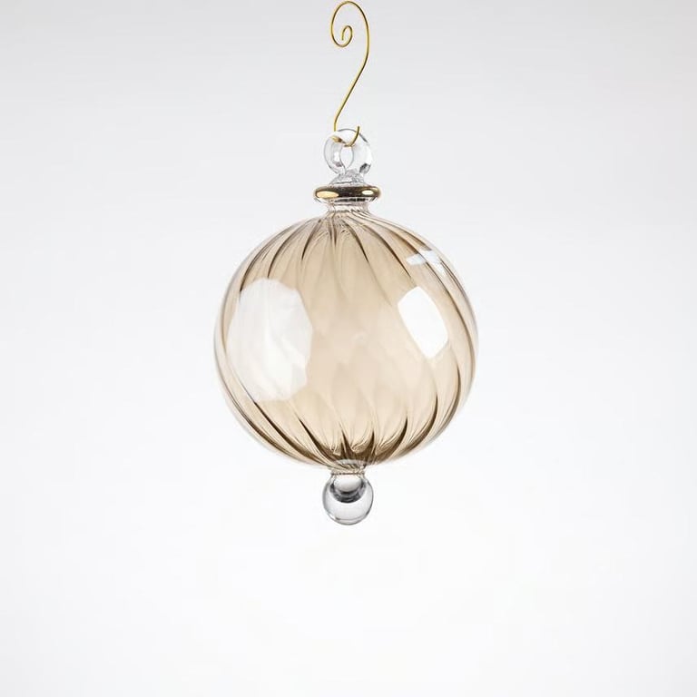 Julekugle 1030 – Champagne med guld – 10 cm