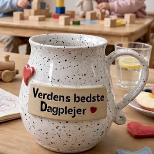 Keramik krus med tekst - Verdens bedste dagplejer – produktbillede