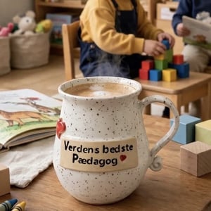 Keramik krus med tekst - Verdens bedste pædagog. – produktbillede