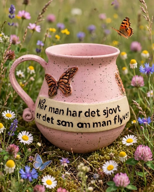 Keramik krus med tekst  - Når man har det sjovt, er det som om man flyver