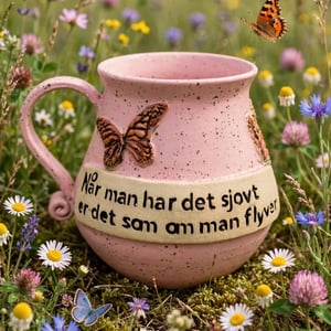 Keramik krus med tekst  - Når man har det sjovt, er det som om man flyver – produktbillede