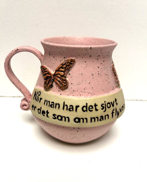 Keramik krus med tekst  - Når man har det sjovt, er det som om man flyver billede 2