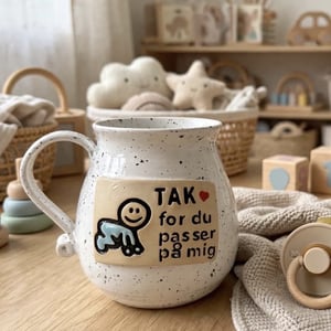 Keramik krus med tekst - TAK for du passer på mig. – produktbillede