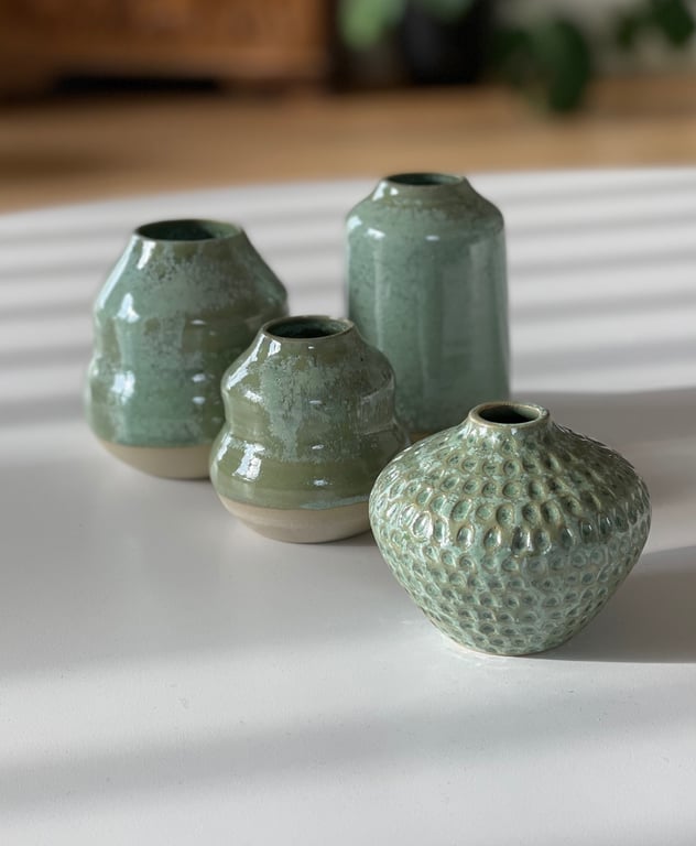 Vase, kobbergrøn - 10 cm billede 2