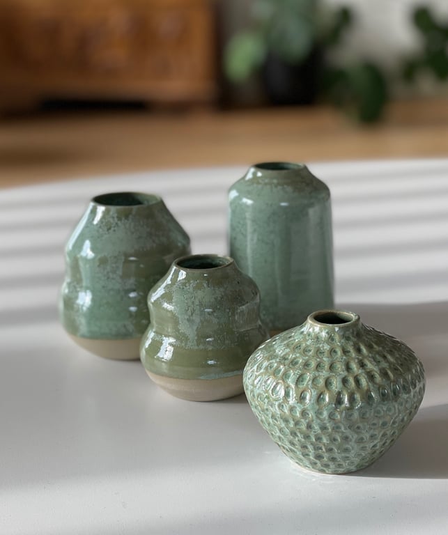 Vase, kobbergrøn - 10 cm billede 2