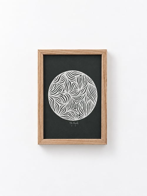 15x21cm, papercut, skovgrøn, indrammet 