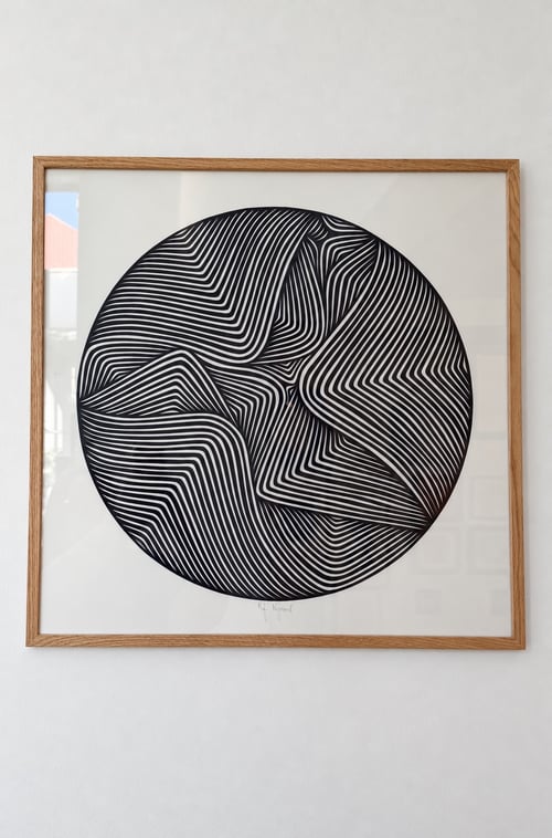 50x50cm, papercut, midnatsblå, indrammet 