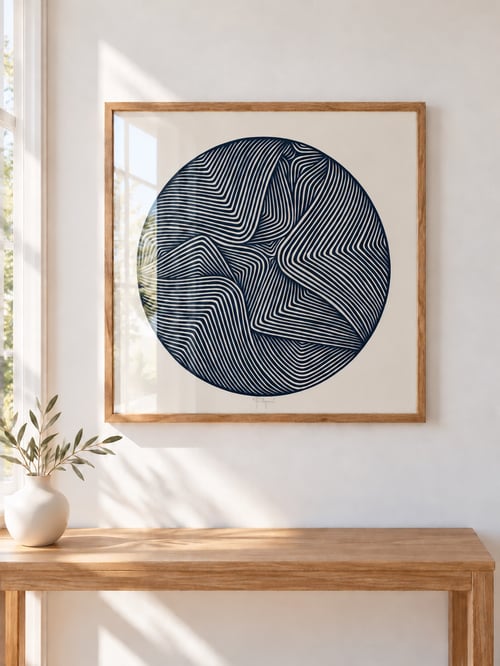 50x50cm, papercut, midnatsblå, indrammet  (2)