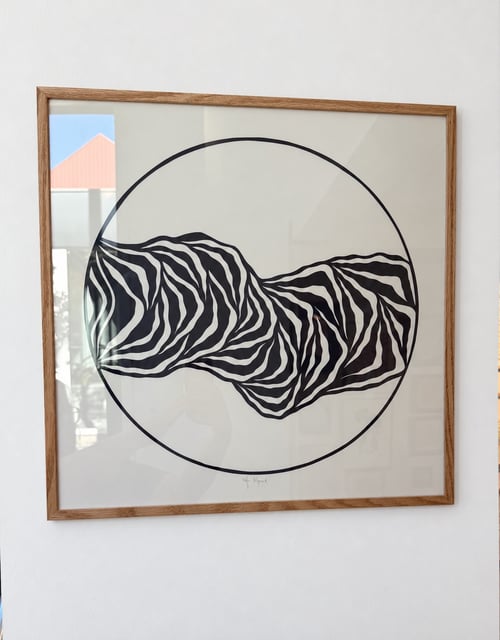 50x50cm, papercut, midnatsblå, indrammet 