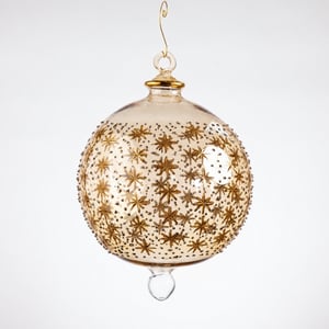 Julekugle 1003 – Champagne med guld – 20 cm – produktbillede
