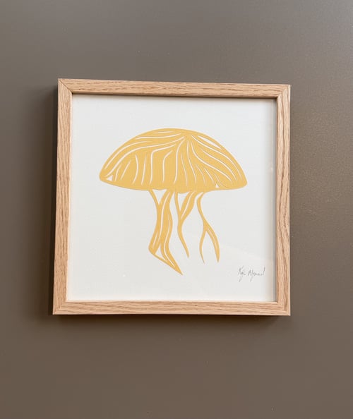 20x20, papercut gople, pastelgul, indrammet 