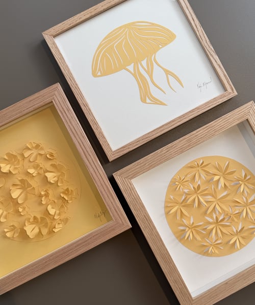 20x20, papercut gople, pastelgul, indrammet  (2)
