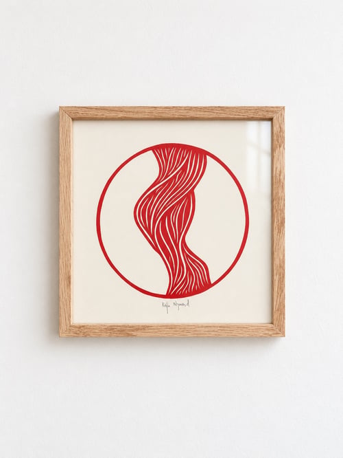 20x20, papercut, valmuerød, indrammet 