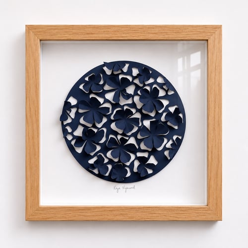 20x20, 3D papercut, midnatsblå, indrammet 