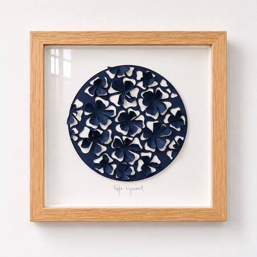 20x20, 3D papercut, midnatsblå, indrammet 