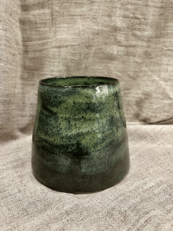 Vase i blå/grøn blank glasur 