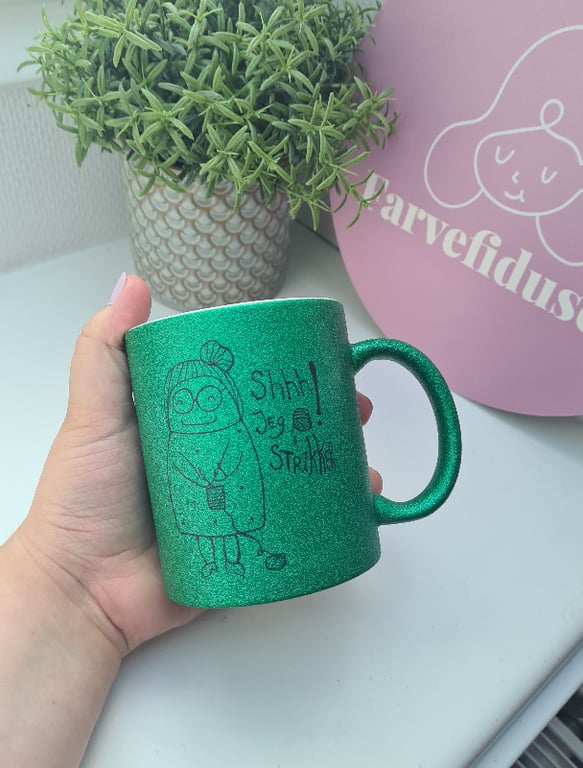 Krus: shhh jeg strikker Grøn Glimmer billede 2