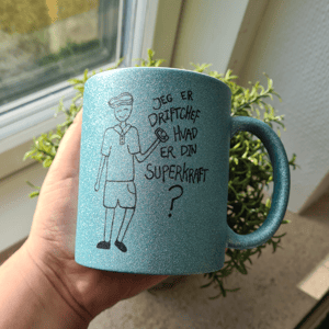 Krus: Jeg er driftchef, Hvad er din superkraft Lys blå glimmer – produktbillede