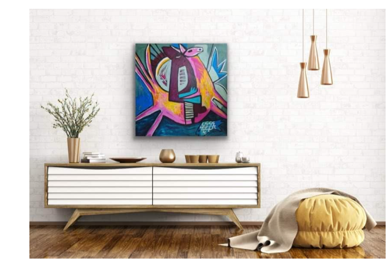 Kriger til hest 80x80 cm billede 4