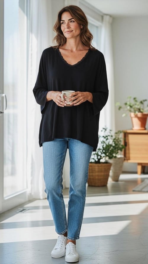 Melody viscose blouse, Black. Onesize 36-46. (2)