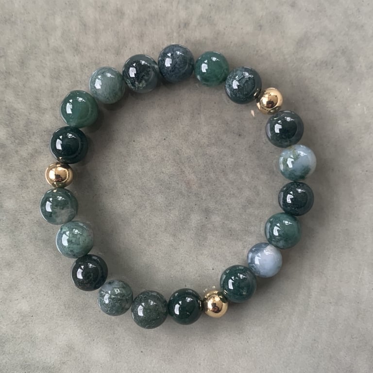 Mos agat armbånd 8mm