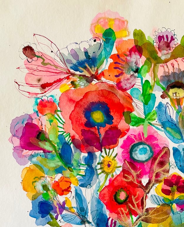 Anni - Kæmpe blå - original akvarel (2)