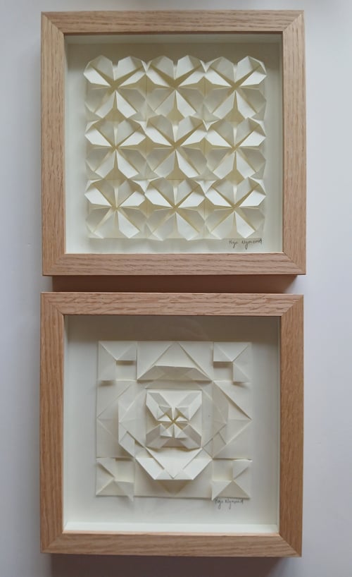 20x20cm foldet værk, naturhvid, indrammet  (4)