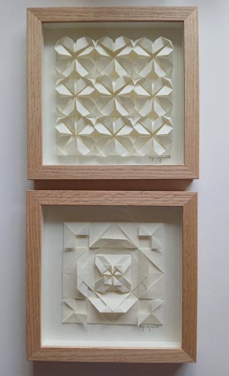 20x20cm foldet værk, naturhvid, indrammet  (4)