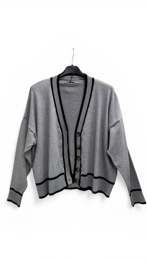 Bibi knit Cardigan, Grey w glimmer tråd. Onesize str 36-44. (2)