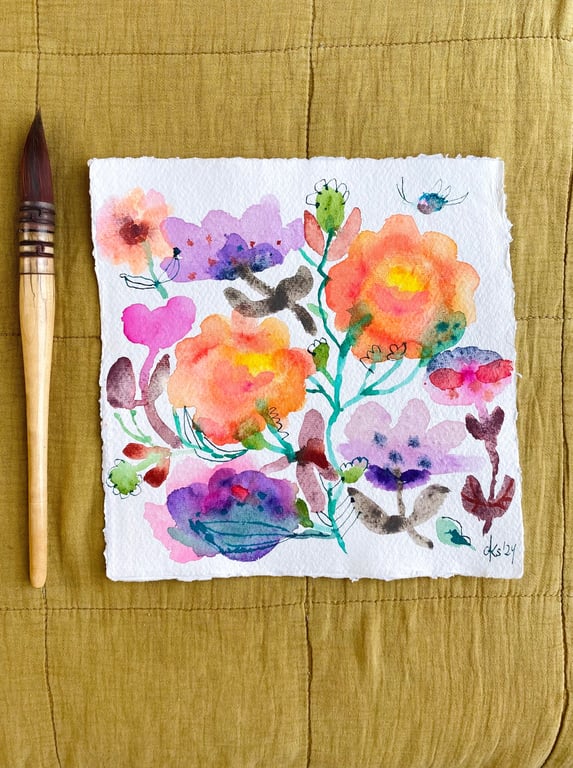 Orange lilla blomsterhav